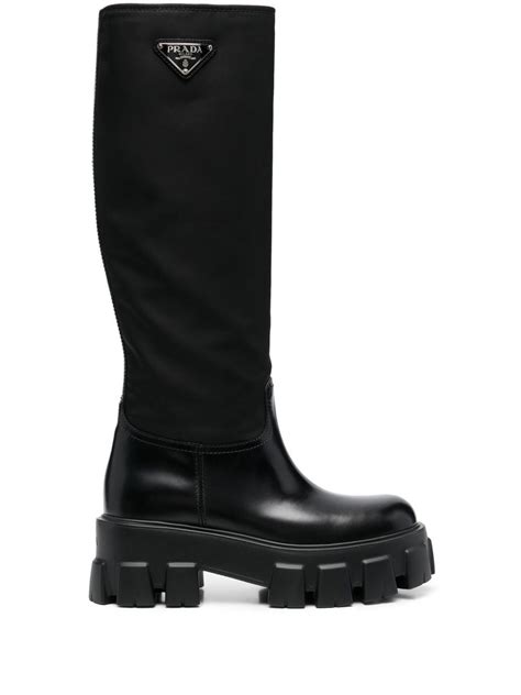 prada monolith knee-length boots|prada monolith boots women's.